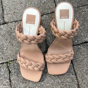 Dolce Vita Tan Braided Sandals Square-Toe